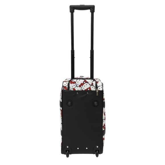 Hello Kitty Black Faux Leather Rolling Carry On Weekender/ Duffel Bag Wheels - Picture 8 of 10